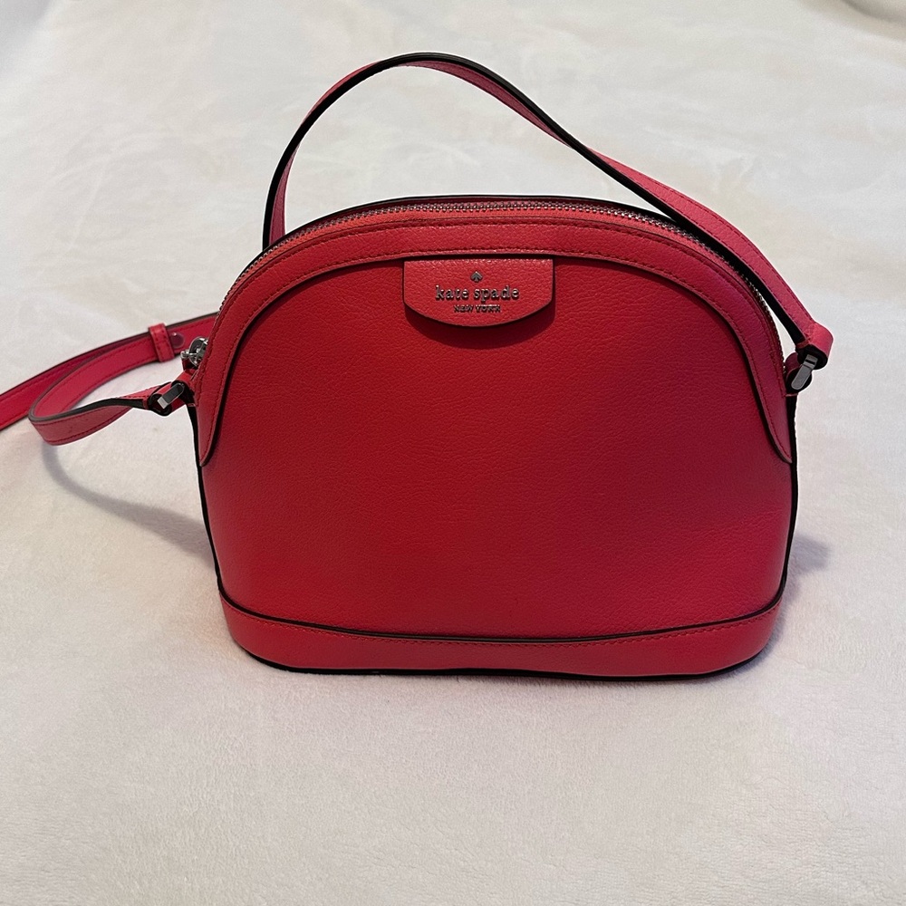 Kate Spade New York Purse Sylvia XL Dome Leather Crossbody Bag Stop Light